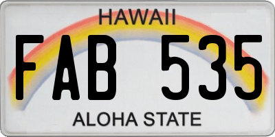 HI license plate FAB535