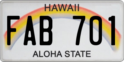 HI license plate FAB701