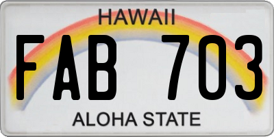 HI license plate FAB703