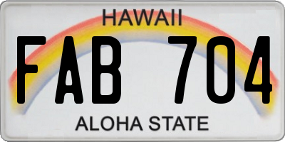 HI license plate FAB704