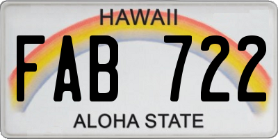 HI license plate FAB722