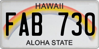 HI license plate FAB730