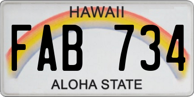 HI license plate FAB734