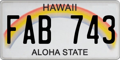 HI license plate FAB743