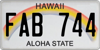 HI license plate FAB744