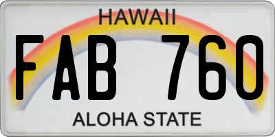 HI license plate FAB760