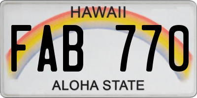 HI license plate FAB770