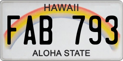 HI license plate FAB793