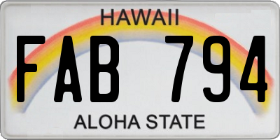 HI license plate FAB794