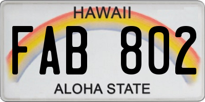 HI license plate FAB802