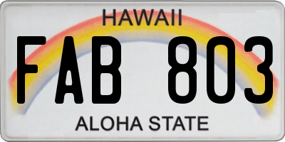 HI license plate FAB803