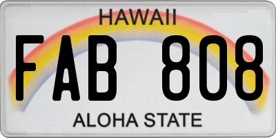 HI license plate FAB808