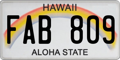 HI license plate FAB809