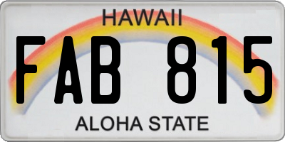 HI license plate FAB815