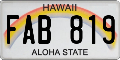 HI license plate FAB819