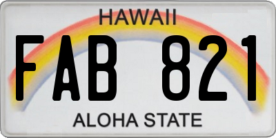 HI license plate FAB821