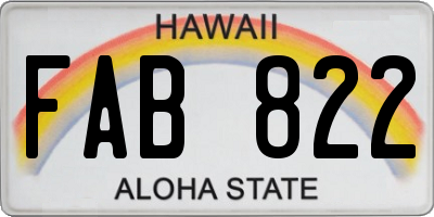 HI license plate FAB822