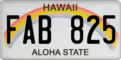 HI license plate FAB825