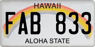 HI license plate FAB833