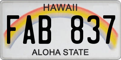HI license plate FAB837