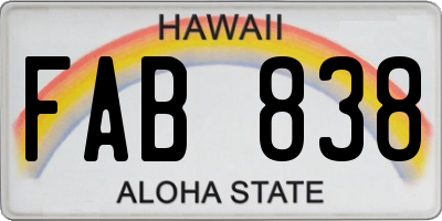 HI license plate FAB838