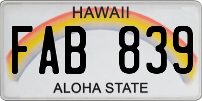 HI license plate FAB839