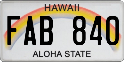 HI license plate FAB840