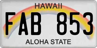 HI license plate FAB853