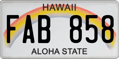 HI license plate FAB858