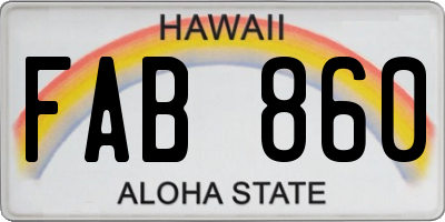 HI license plate FAB860