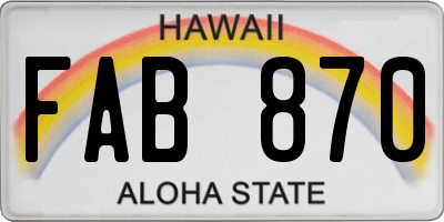 HI license plate FAB870
