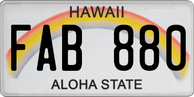 HI license plate FAB880