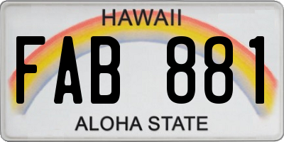HI license plate FAB881