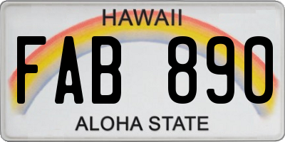 HI license plate FAB890