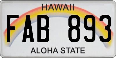 HI license plate FAB893