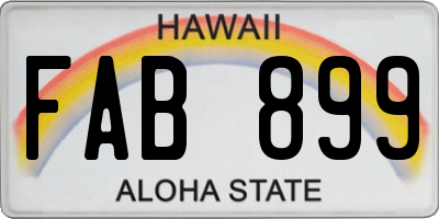 HI license plate FAB899