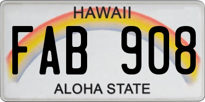 HI license plate FAB908