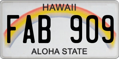 HI license plate FAB909