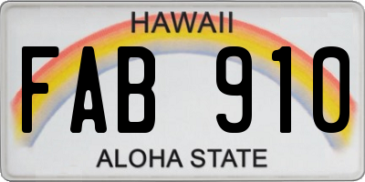 HI license plate FAB910