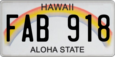 HI license plate FAB918