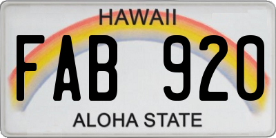 HI license plate FAB920