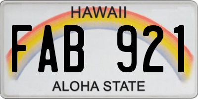 HI license plate FAB921