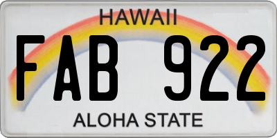 HI license plate FAB922