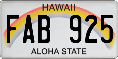 HI license plate FAB925