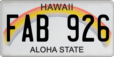 HI license plate FAB926