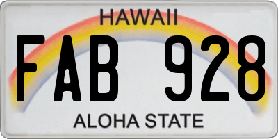 HI license plate FAB928