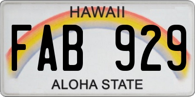 HI license plate FAB929