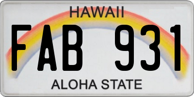 HI license plate FAB931