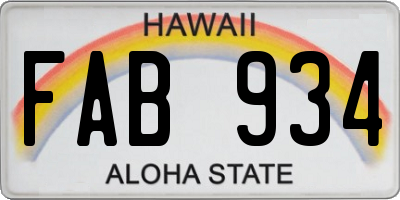 HI license plate FAB934