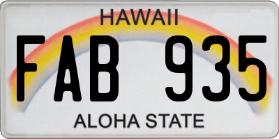 HI license plate FAB935